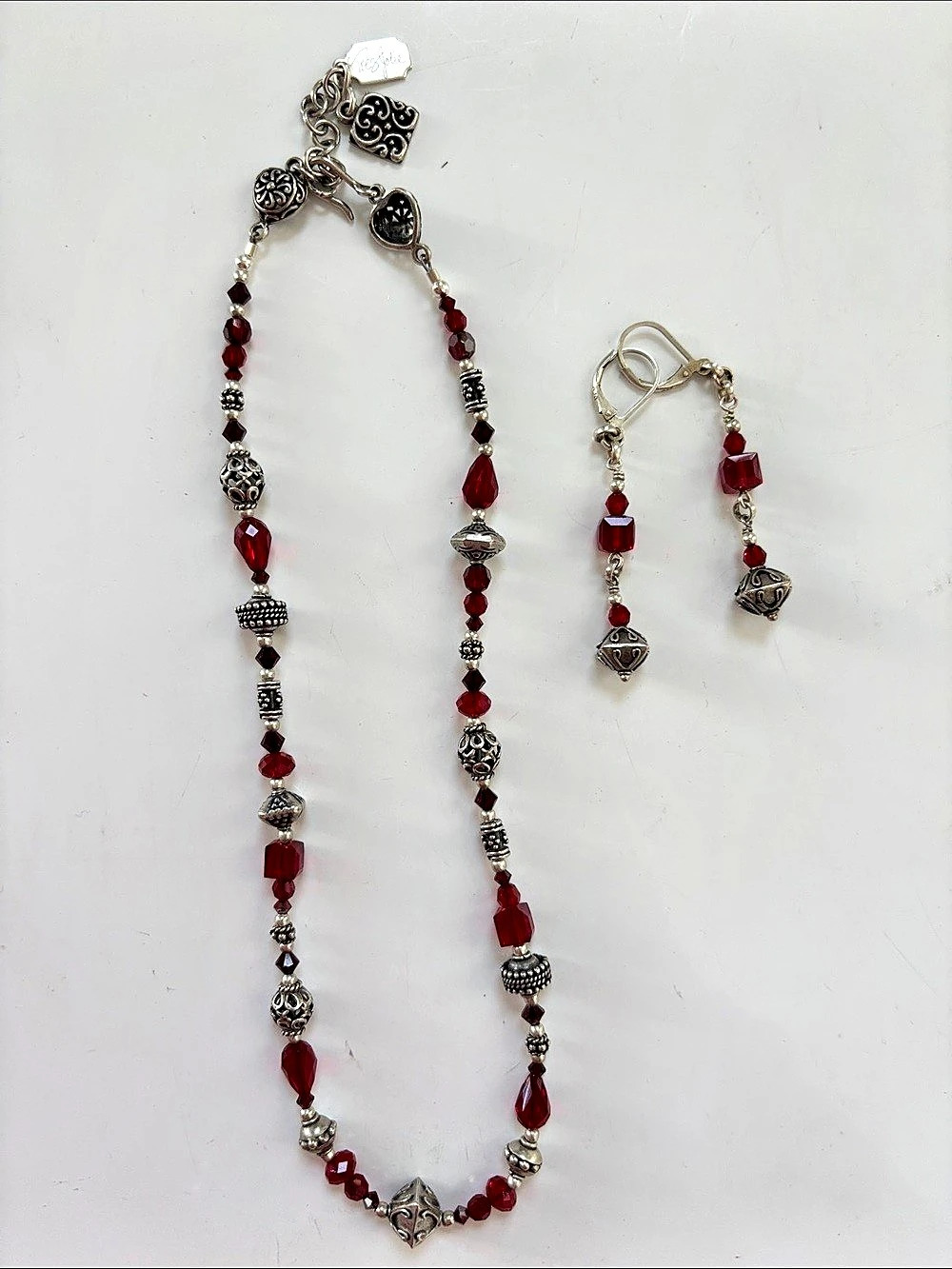 Tres Jolie Red Beaded Necklace & Earrings set